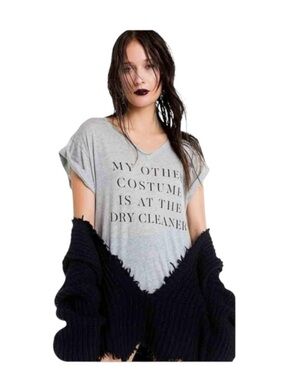 new Wildfox  My Other Costume Halloween Tee T Shirt  Heather Grey  Oversize M